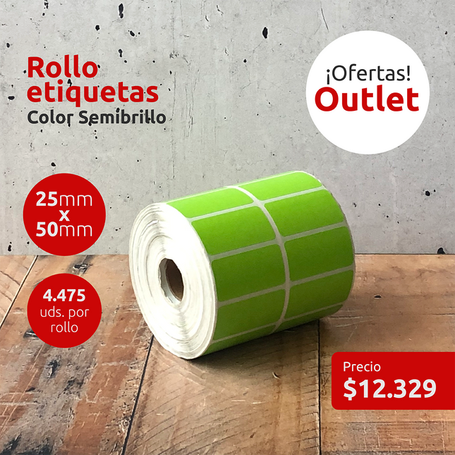 OUTLET - Etiquetas Semibrillo Verdes 25mm x 50mm (7320080941265)