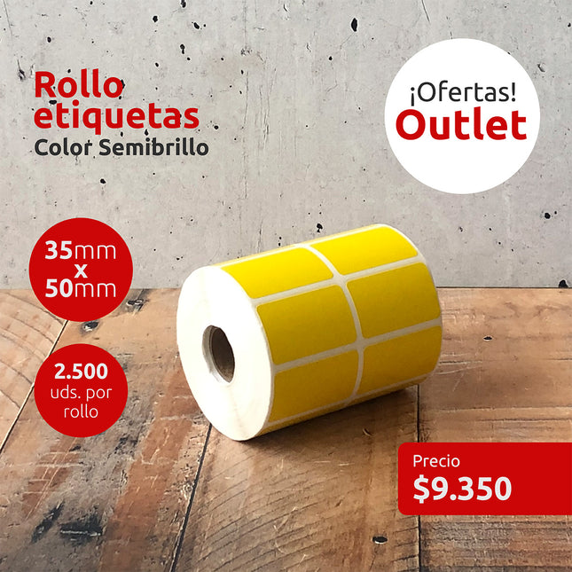 OUTLET - Etiquetas Semibrillo Amarilla 25mm x 50mm (7320081432785)