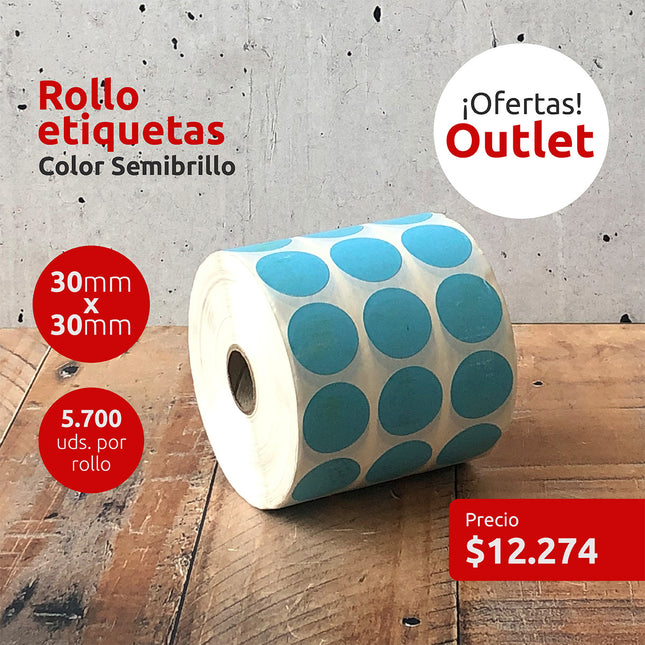 OUTLET - Etiquetas Semibrillo Celeste 30mm x 30mm (7320083529937)