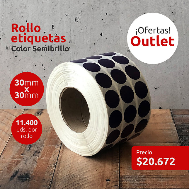 OUTLET - Etiquetas Semibrillo Circular Azul 30mm x 30mm (7320081301713)