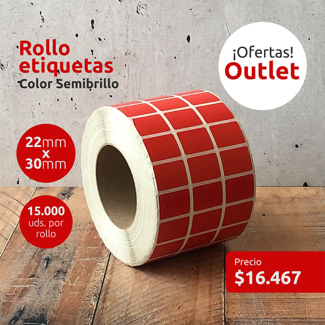 OUTLET - Etiquetas Semibrillo Rojas 22mm x 30mm (7320081531089)